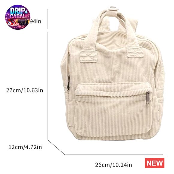 Vintage Corduroy Mini Backpack Purse Retro Casual Daypack Slim Fit